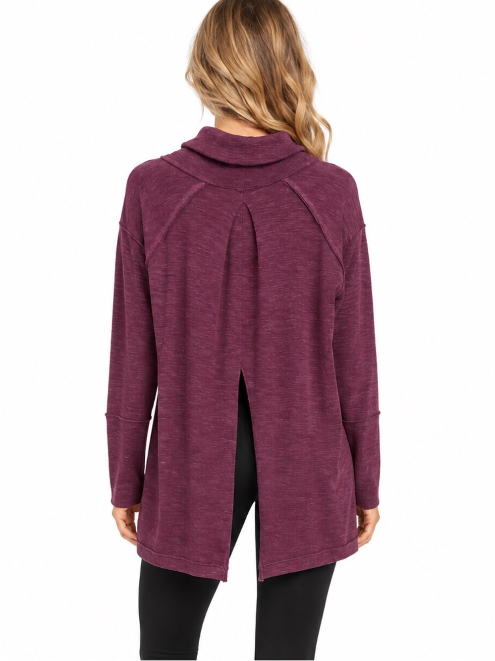 Free People We the Free Split Back Turtleneck Sweater Size Medium purple - Picture 2 of 14